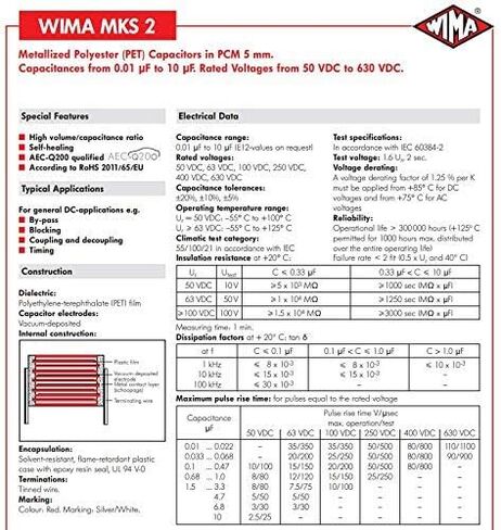 6 قطع 1 فائق التوهج 105 63 فولت WIMA MKS2 مكثفات البوليستر المعدنية فئة الصوت in Kuwait