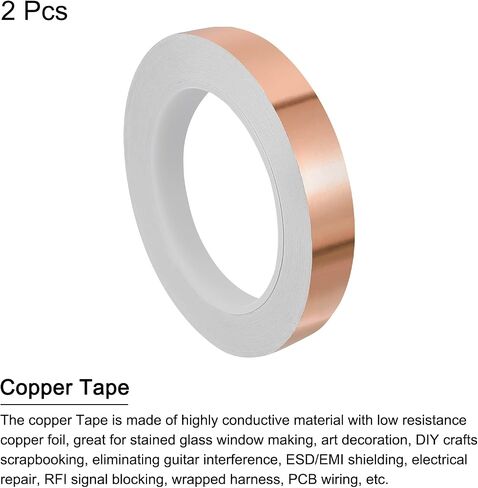 PATIKIL Copper Tape 0.12 Inch x 21 Yards 0.05 Thick Copper Foil Tape Single Sided Conductive Adhesive EMI Shielding for Electronics, Circuits, Grounding Pack of 2 in Saudi Arabia