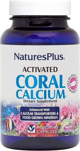 NaturesPlus Activated Coral Calcium - 345 mg, 90 Vegetarian Capsules - Natural Calcium Supplement with Magnesium & Vitamins, Supports Bone Health - Hypoallergenic, Gluten-Free - 30 Servings in Saudi Arabia