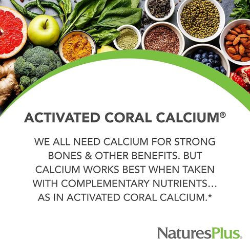 NaturesPlus Activated Coral Calcium - 345 mg, 90 Vegetarian Capsules - Natural Calcium Supplement with Magnesium & Vitamins, Supports Bone Health - Hypoallergenic, Gluten-Free - 30 Servings in Saudi Arabia