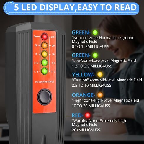 LED EMF Meter Electromagnetic Field Detector, CAMWAY Ghost Hunting Paranormal Equipment 0 to 20 mG EMF Tester for Computer,Printer,Microwave Oven,Phones USB,etc in Saudi Arabia