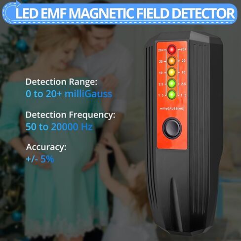 LED EMF Meter Electromagnetic Field Detector, CAMWAY Ghost Hunting Paranormal Equipment 0 to 20 mG EMF Tester for Computer,Printer,Microwave Oven,Phones USB,etc in Saudi Arabia