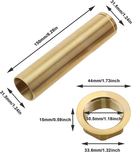 The Lord of the Tools 100mm Single Hole Extra Length Shank Threaded Pipe Faucet Fittings Nipple Lock Nut Kit Extension Threaded Pipe Hardware Part in Saudi Arabia