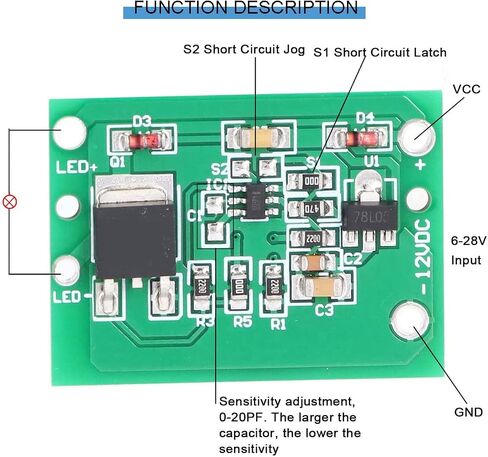 5 قطع 12 فولت وحدة استشعار مفتاح اللمس TTP223 زر الضغط وحدة مفتاح اللمس DC 6-20V 3A مع كابل للسيارات والدراجات النارية المعدلة، أضواء LED، مرآة اللمس، إلخ. in Saudi Arabia