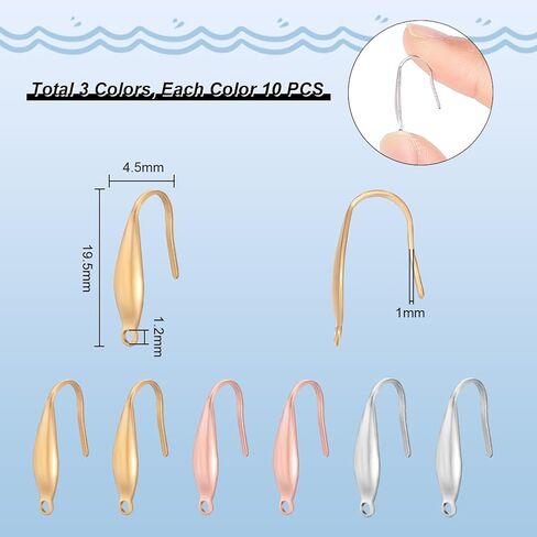UNICRAFTALE 80Pcs Earring Hooks 316 Stainless Steel Fish Hook Earrings 1.2mm Hole Wire Earring Hooks Hypoallergenic Ear Wires Fish Hooks Earring Findings for DIY Earring Jewelry Making 20x10x4.5mm in Saudi Arabia