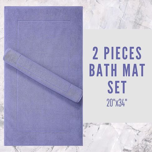Turkish Cotton Bath Mats for Bathroom Floor, Washable Bath Mat Towel, [ Soft & Absorbent & Quick Dry & 900 GSM Bathroom Floor Towel ] - [ 2 Pack - 20x34 inches ] - Aqua in Saudi Arabia