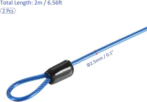 2 Pack Security Cables - Plastic Coated Steel Locking Rope Apply to Outdoor/Bicycle/Travel (2.5mmx1.5m, Orange) in Kuwait
