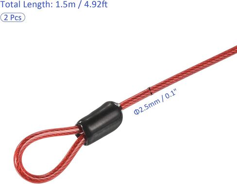 2 Pack Security Cables - Plastic Coated Steel Locking Rope Apply to Outdoor/Bicycle/Travel (2.5mmx1.5m, Orange) in Kuwait