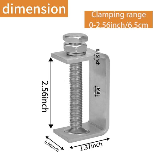 Stainless Steel Small C Clamp Set, 2 1/2 Inch Heavy Duty Metal C-clamp, Tiger Clamp G-Clamp U Clamps with Stable Wide Jaw Opening/I-Beam Design for Woodworking Mounting Welding Crafts, 6pcs in Saudi Arabia