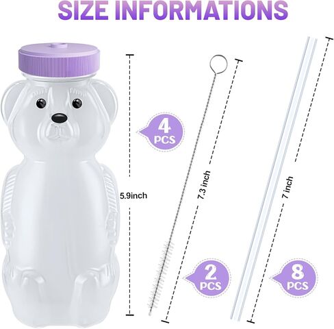 4 قطع أكواب على شكل دب العسل، أكواب للأطفال مع 8 مصاصات مرنة وفرشاة واحدة للمصاصة، زجاجة عصير على شكل دب سعة 8 أونصة لتغذية الرضع واحتياجات الشرب للأشخاص الذين يعانون من ضعف صحة الفم (أزرق) in Kuwait