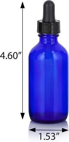 JUVITUS 2 oz Cobalt Blue Glass Boston Round Bottles with Two Closures: Black Glass Droppers and Phenolic Caps (12 Pack) in Saudi Arabia
