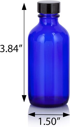 JUVITUS 2 oz Cobalt Blue Glass Boston Round Bottles with Two Closures: Black Glass Droppers and Phenolic Caps (12 Pack) in Saudi Arabia