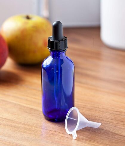 JUVITUS 2 oz Cobalt Blue Glass Boston Round Bottles with Two Closures: Black Glass Droppers and Phenolic Caps (12 Pack) in Saudi Arabia
