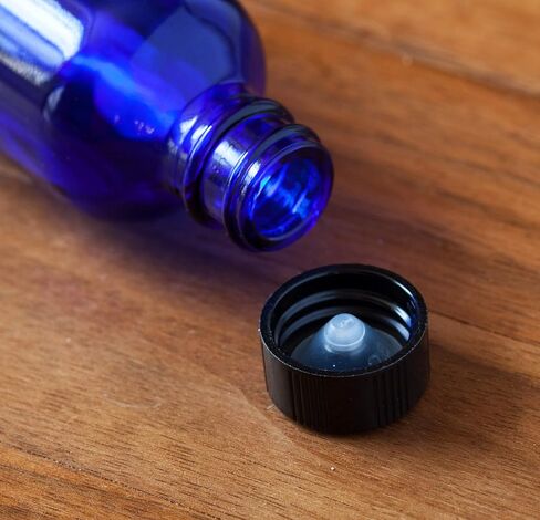 JUVITUS 2 oz Cobalt Blue Glass Boston Round Bottles with Two Closures: Black Glass Droppers and Phenolic Caps (12 Pack) in Saudi Arabia