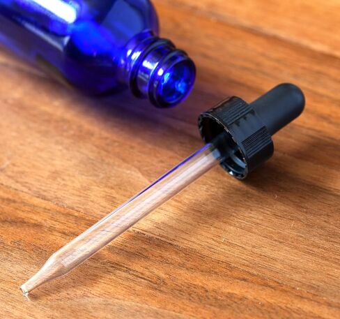 JUVITUS 2 oz Cobalt Blue Glass Boston Round Bottles with Two Closures: Black Glass Droppers and Phenolic Caps (12 Pack) in Saudi Arabia
