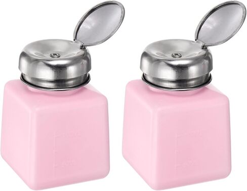 HARFINGTON 2pcs Solvent Alcohol Dispensers 200ml(6.8oz) Push Down Liquid Dispenser Pump Bottle with Sealing Stainless Steel Lid for Acetone Cleanser Polish Remover, White in Saudi Arabia