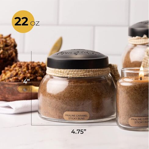 معطٍ مبهج - شمعة زجاجية معطرة برائحة البرالين والكراميل والكراميل (22oz) مع غطاء وعطر حقيقي مصنوع في الولايات المتحدة الأمريكية in Saudi Arabia