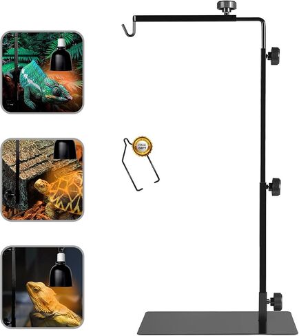 BOURDSERK Reptile Lamp Stand, Extra Large Adjustable Height 15.7 to 74.3 Inch Dome Heat Lamp Metal Bracket Floor Light Holder for Lizards Bearded Dragons Snake Chickens Reptiles Terrarium Tank in Kuwait