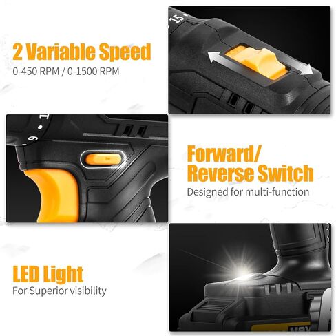 AVID POWER 20V Cordless Drill Set 320 In-lbs Torque Power Drill/Driver Kit with 2 Variable Speed, 3/8'' Keyless Chuck in Saudi Arabia