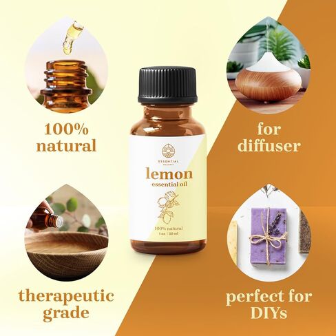 Lemon Essential Oil by Essential Delights (1 Fl. Oz.) |100% Undiluted Essential Oil | for Aromatherapy, Soaps, Lotions, & Candles | Vegan & Cruelty Free in Kuwait