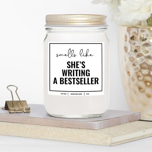 YouNique Designs Writer Candle 8oz - Gifts for Authors, Gifts for Journalists - Jar Candle Writer Gifts, Author Gifts, Book Writer Gifts - Cool Gifts for Writers and Authors in Saudi Arabia