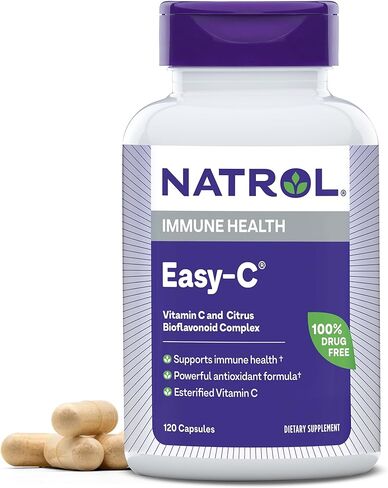 Natrol Easy-C Immune Health, Dietary Supplement, Supports Immune Health with Vitamin C and Bioflavonoids, Veggie Capsules, 500 mg, 120 Count in Kuwait