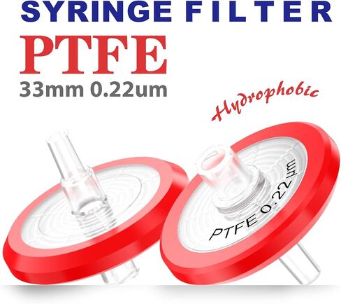 مرشح حقنة غشاء PTFE ماء 33 مم قطر 0.22um حجم المسام غير معقمة بواسطة Bioemd العلمية 10 قطعة in Saudi Arabia