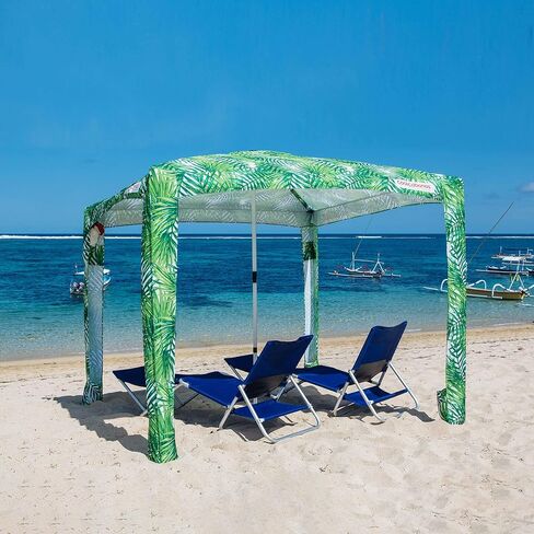 CoolCabanas Beach Cool Cabana Canopy Sun Shade Shelter Tent - 8' x 8' or 6'6" x 6'6", Easy to Setup, Folds to just 3'5", Perfect for Family Beach and Backyard, UPF 50+, The Original and The Best in Saudi Arabia