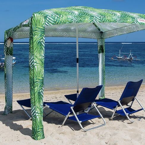 CoolCabanas Beach Cool Cabana Canopy Sun Shade Shelter Tent - 8' x 8' or 6'6" x 6'6", Easy to Setup, Folds to just 3'5", Perfect for Family Beach and Backyard, UPF 50+, The Original and The Best in Saudi Arabia