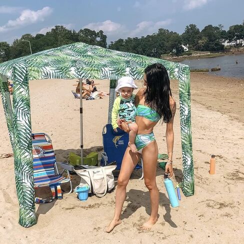 CoolCabanas Beach Cool Cabana Canopy Sun Shade Shelter Tent - 8' x 8' or 6'6" x 6'6", Easy to Setup, Folds to just 3'5", Perfect for Family Beach and Backyard, UPF 50+, The Original and The Best in Saudi Arabia