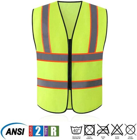 Tekware Safety Vest with High Reflective Strips, Pack of 10 Bright Neon Color Construction Protector with Zipper in Saudi Arabia