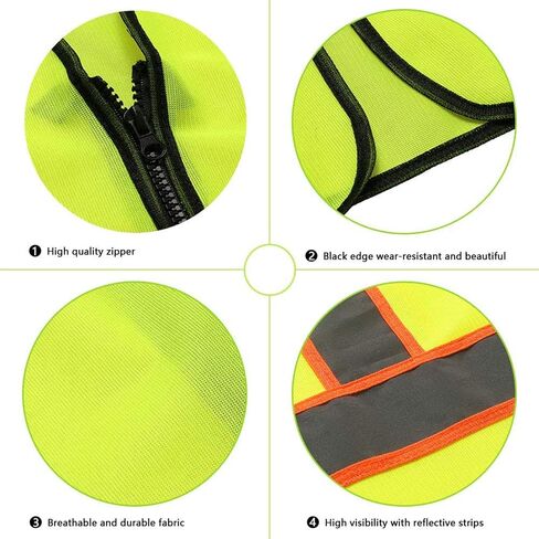 Tekware Safety Vest with High Reflective Strips, Pack of 10 Bright Neon Color Construction Protector with Zipper in Saudi Arabia