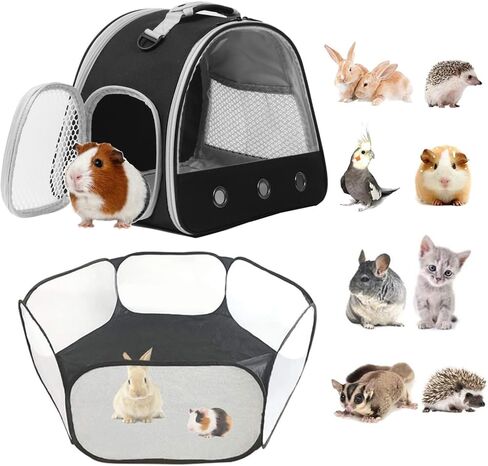 LAIRIES Small Animals Tent, Breathable Transparent Pet Playpen Pop Up Playpen Open Outdoor/Indoor Exercise Fence, Portable Yard Fence for Guinea Pig, Rabbit, Hamster, Chinchillas and Hedgehogs in Saudi Arabia