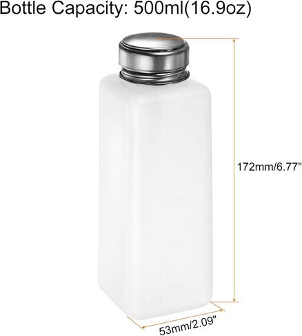 HARFINGTON 2pcs Solvent Alcohol Dispensers 200ml(6.8oz) Push Down Liquid Dispenser Pump Bottle with Sealing Stainless Steel Lid for Acetone Cleanser Polish Remover, White in Saudi Arabia