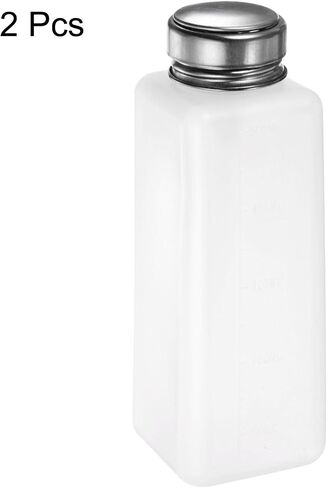 HARFINGTON 2pcs Solvent Alcohol Dispensers 200ml(6.8oz) Push Down Liquid Dispenser Pump Bottle with Sealing Stainless Steel Lid for Acetone Cleanser Polish Remover, White in Saudi Arabia