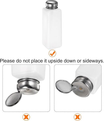 HARFINGTON 2pcs Solvent Alcohol Dispensers 200ml(6.8oz) Push Down Liquid Dispenser Pump Bottle with Sealing Stainless Steel Lid for Acetone Cleanser Polish Remover, White in Saudi Arabia