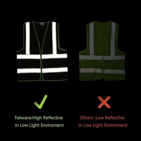 Tekware Safety Vest with High Reflective Strips, Pack of 10 Bright Neon Color Construction Protector with Zipper in Saudi Arabia