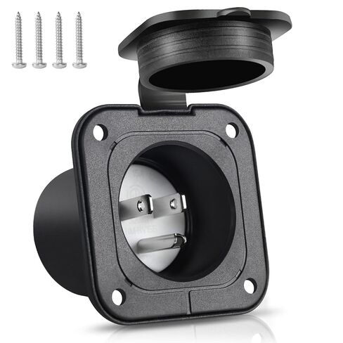 Flanged Inlet ETL Listed 15 Amp RV Plug Receptacle Block Heater Bumper Plug with Waterproof Cover NEMA 5-15 Male Wall Mount for Shore Power Marine Boat Golf Cart Commercial Grade in Saudi Arabia