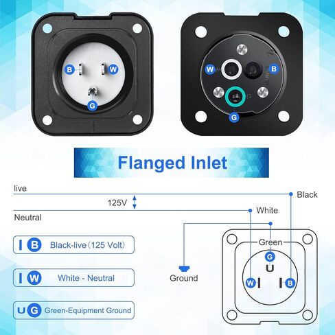 Flanged Inlet ETL Listed 15 Amp RV Plug Receptacle Block Heater Bumper Plug with Waterproof Cover NEMA 5-15 Male Wall Mount for Shore Power Marine Boat Golf Cart Commercial Grade in Saudi Arabia