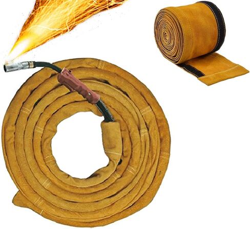 TIG Welding Torch Cable Cover/Sleeves inchzx Flame-Resistant Cowhide Leather Kevlar Stitched,MIG/Plasma Cable Sleeves Tig Cover,137 Inch (Yellow) in Saudi Arabia