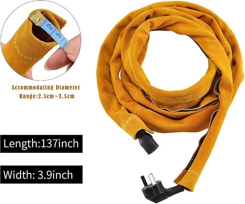 TIG Welding Torch Cable Cover/Sleeves inchzx Flame-Resistant Cowhide Leather Kevlar Stitched,MIG/Plasma Cable Sleeves Tig Cover,137 Inch (Yellow) in Saudi Arabia