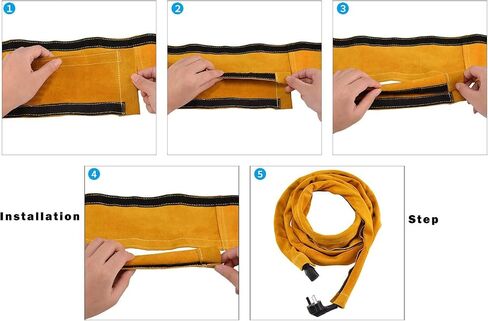 TIG Welding Torch Cable Cover/Sleeves inchzx Flame-Resistant Cowhide Leather Kevlar Stitched,MIG/Plasma Cable Sleeves Tig Cover,137 Inch (Yellow) in Saudi Arabia