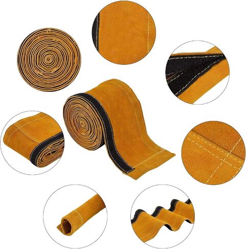 TIG Welding Torch Cable Cover/Sleeves inchzx Flame-Resistant Cowhide Leather Kevlar Stitched,MIG/Plasma Cable Sleeves Tig Cover,137 Inch (Yellow) in Saudi Arabia