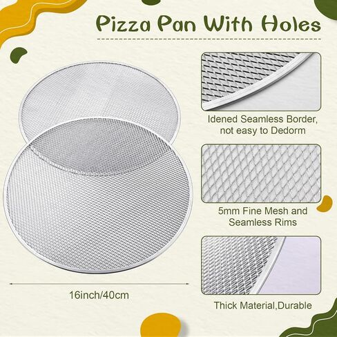 Nuogo 5 Pcs 14 Inch Pizza Pan with Holes Aluminum Mesh Pizza Screen Seamless Round Mesh Pizza Tray for Oven Nonstick Baking Pizza Sheet for Kitchen Bakery Restaurant BBQ Party Cookware Supplies in Saudi Arabia
