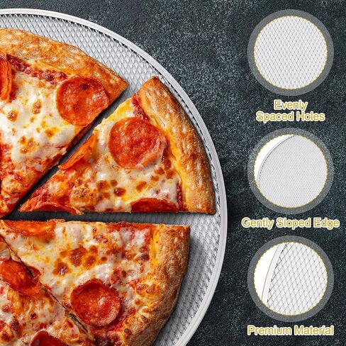 Nuogo 5 Pcs 14 Inch Pizza Pan with Holes Aluminum Mesh Pizza Screen Seamless Round Mesh Pizza Tray for Oven Nonstick Baking Pizza Sheet for Kitchen Bakery Restaurant BBQ Party Cookware Supplies in Saudi Arabia