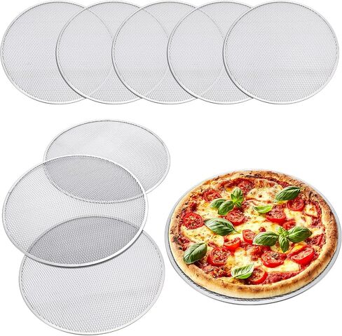 Nuogo 5 Pcs 14 Inch Pizza Pan with Holes Aluminum Mesh Pizza Screen Seamless Round Mesh Pizza Tray for Oven Nonstick Baking Pizza Sheet for Kitchen Bakery Restaurant BBQ Party Cookware Supplies in Saudi Arabia
