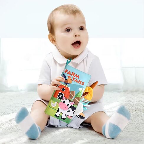 Soft Baby Book Cloth Crinkle Baby Books,Infant Toddler Baby Book, Early Education Teether Teething Sensory Toys, Farm Toy,Unbreakable Books, 0-6 12 18 Months Boy Girl Shower Gifts. in Kuwait