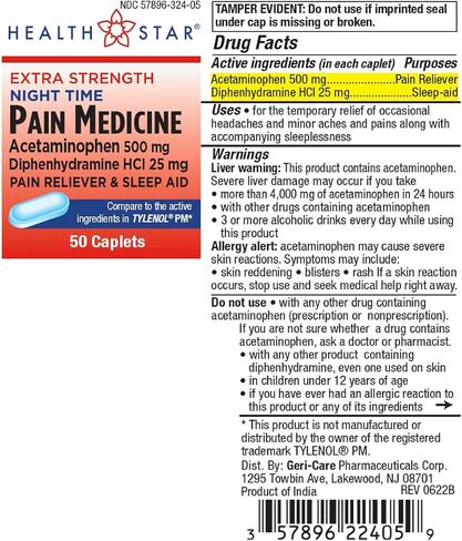 GeriCare Extra Strength Acetaminophen - Non Aspirin (Aspirin/Caffeine/Acetaminophen, 100 Count (Pack of 1)) in Kuwait