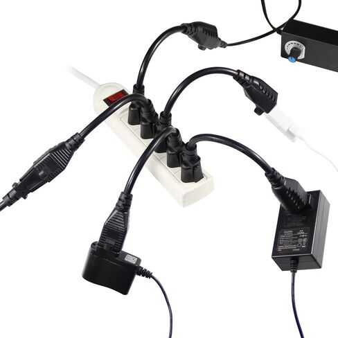 KUNCAN Short Power Extension Cord - 8 Inches 3 Prong Grounded Outlet Saver 16AWG/13A Heavy Duty Power Cord (NEMA 5-15P to NEMA 5-15R) Indoor Use Power Split Plug Extender (Black - 1 Pack) in Saudi Arabia