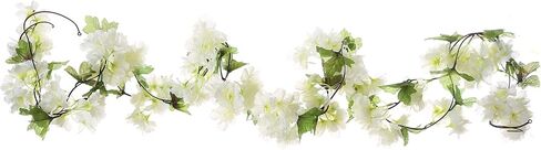UUPP 2Pcs Artificial Cherry Blossom Flower Garland Silk Fake Hanging Flower Vines for Home Wedding Decoration, 7.2FT(White) in Kuwait